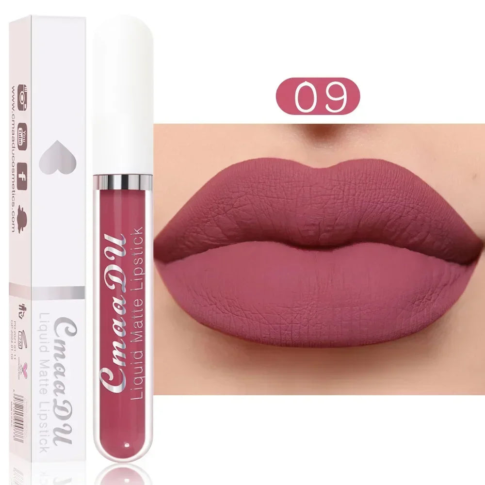 E 18 Couleurs Antiadhésif Coupe Rouge à Lèvres Liquide Anti-Blurse Ne Se Décolore Pas Rouge à Lèvres Velours Mat Brume Brillant à Lèvres Imperméable