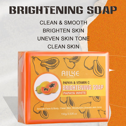 D Savon artisanal blanchissant pour la peau EH AILKE - Savon à la papaye biologique pour les taches noires, nettoie les taches, améliore la peau terne, le visage, le corps et les mains