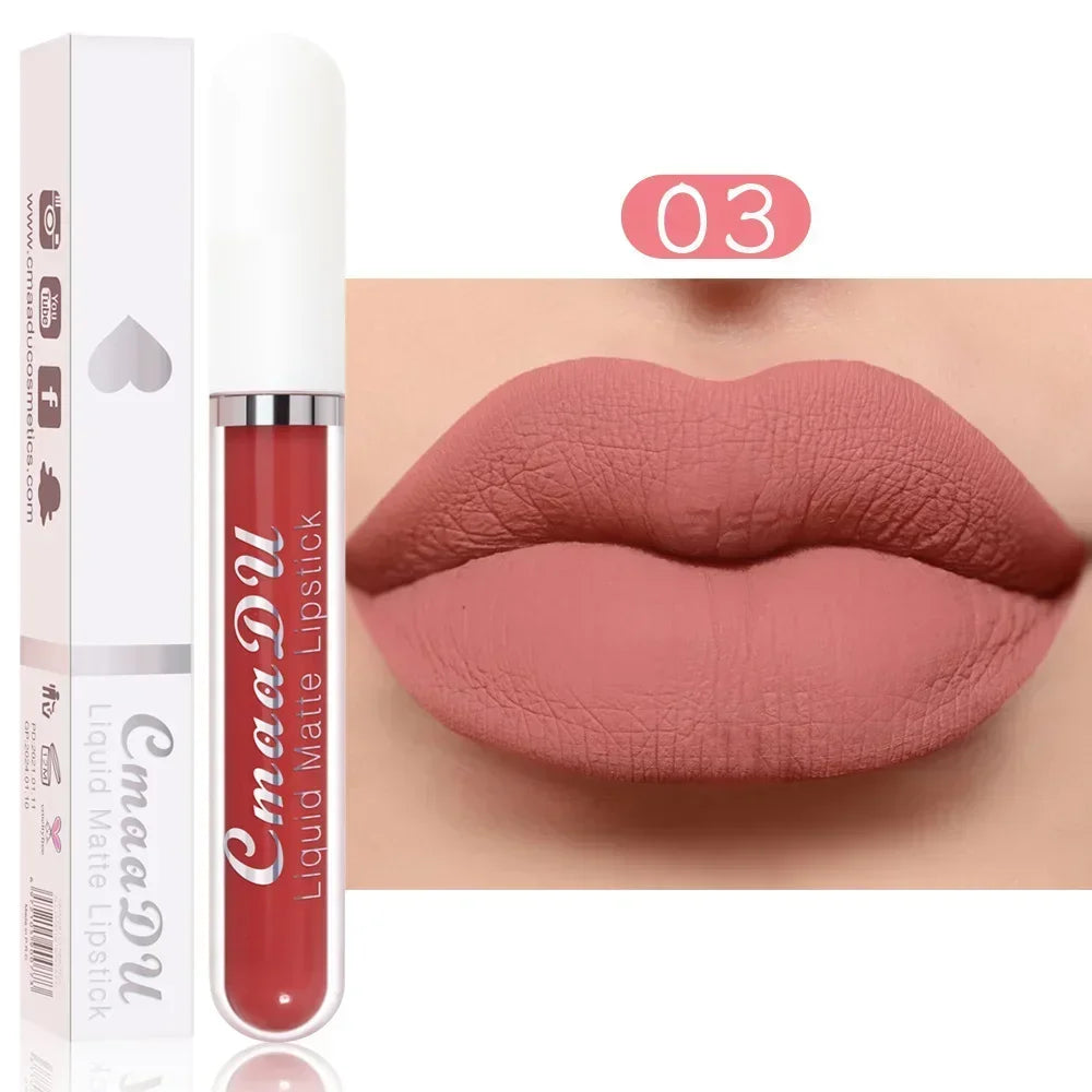 E 18 Couleurs Antiadhésif Coupe Rouge à Lèvres Liquide Anti-Blurse Ne Se Décolore Pas Rouge à Lèvres Velours Mat Brume Brillant à Lèvres Imperméable