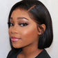 A Perruque Bob Lace Closure Wig 100% naturelle, cheveux courts lisses, 13x4, pre-plucked, sans colle, transparente, 180%