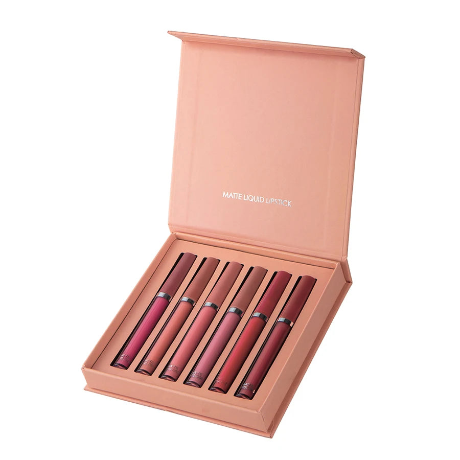 E Coffret de 6 rouges à lèvres mats WS, brillant à lèvres lisse et durable, imperméable et hydratant, coffret cadeau de vacances