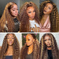 A Perruque Lace Front Wig ombrée en cheveux humains bouclés, perruques brésiliennes bouclées crépues blond miel pré-épilées pour femmes, perruques Lace HD