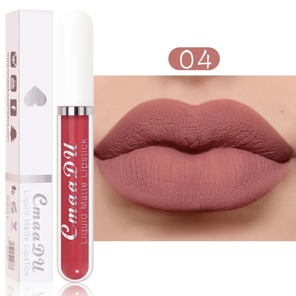 E 18 Couleurs Antiadhésif Coupe Rouge à Lèvres Liquide Anti-Blurse Ne Se Décolore Pas Rouge à Lèvres Velours Mat Brume Brillant à Lèvres Imperméable