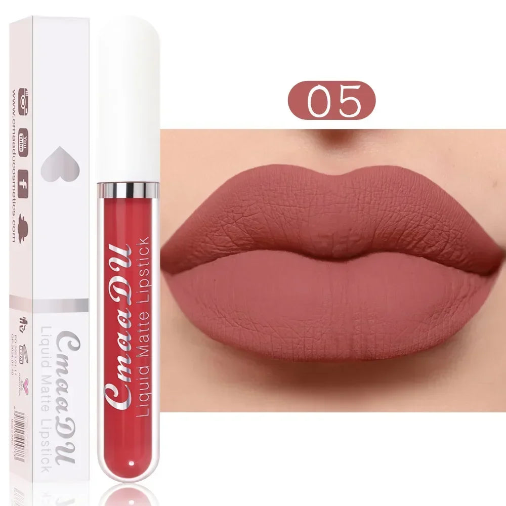 E 18 Couleurs Antiadhésif Coupe Rouge à Lèvres Liquide Anti-Blurse Ne Se Décolore Pas Rouge à Lèvres Velours Mat Brume Brillant à Lèvres Imperméable