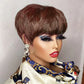 A Perruque courte brune coupe Pixie, cheveux humains pour femmes noires, perruques fabriquées à la machine avec frange, perruque brésilienne colorée, perruques en cheveux humains
