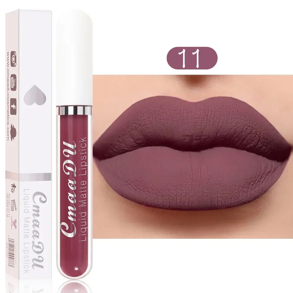 E 18 Couleurs Antiadhésif Coupe Rouge à Lèvres Liquide Anti-Blurse Ne Se Décolore Pas Rouge à Lèvres Velours Mat Brume Brillant à Lèvres Imperméable