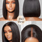 A Perruque Bob Lace Closure Wig 100% naturelle, cheveux courts lisses, 13x4, pre-plucked, sans colle, transparente, 180%
