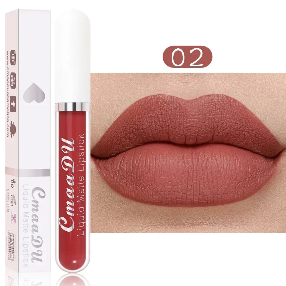 E 18 Couleurs Antiadhésif Coupe Rouge à Lèvres Liquide Anti-Blurse Ne Se Décolore Pas Rouge à Lèvres Velours Mat Brume Brillant à Lèvres Imperméable
